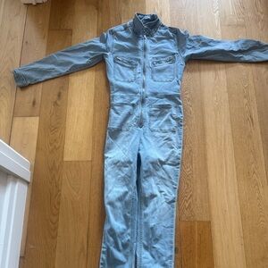 Free People Light Blue Denim Jumpsuit
